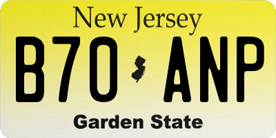 NJ license plate B70ANP