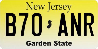NJ license plate B70ANR