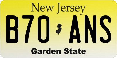 NJ license plate B70ANS