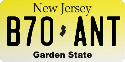 NJ license plate B70ANT