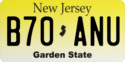 NJ license plate B70ANU
