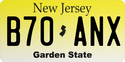 NJ license plate B70ANX