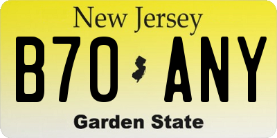 NJ license plate B70ANY