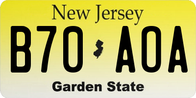 NJ license plate B70AOA