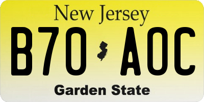 NJ license plate B70AOC