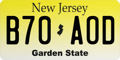 NJ license plate B70AOD