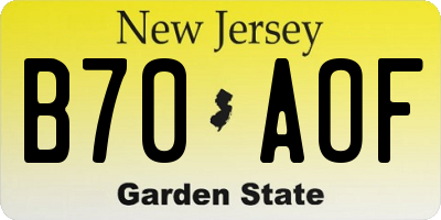 NJ license plate B70AOF