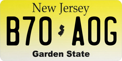 NJ license plate B70AOG