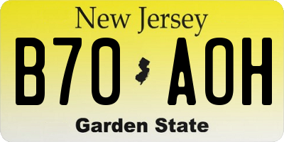 NJ license plate B70AOH
