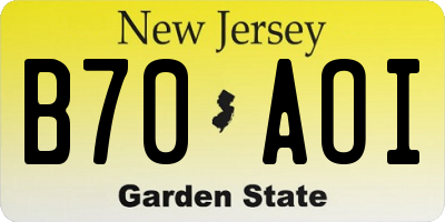 NJ license plate B70AOI