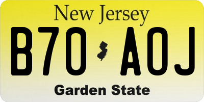 NJ license plate B70AOJ