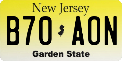 NJ license plate B70AON