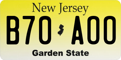 NJ license plate B70AOO