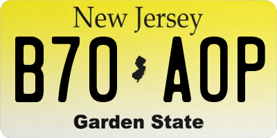 NJ license plate B70AOP