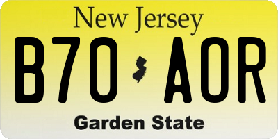 NJ license plate B70AOR