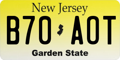 NJ license plate B70AOT