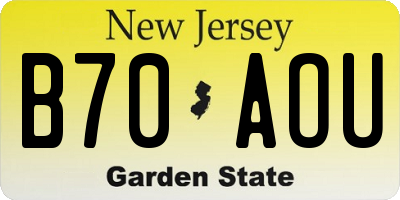 NJ license plate B70AOU