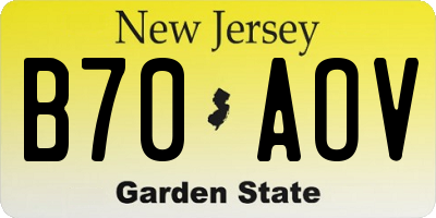 NJ license plate B70AOV