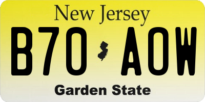 NJ license plate B70AOW