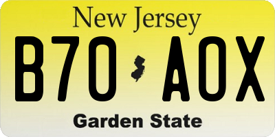 NJ license plate B70AOX
