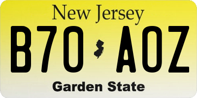 NJ license plate B70AOZ