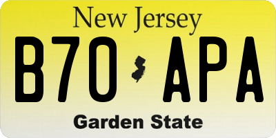 NJ license plate B70APA