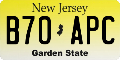 NJ license plate B70APC