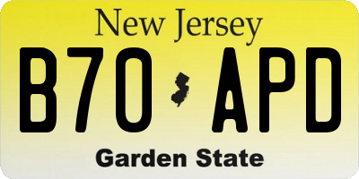 NJ license plate B70APD