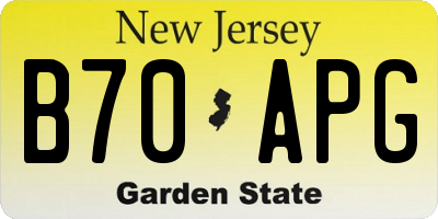 NJ license plate B70APG