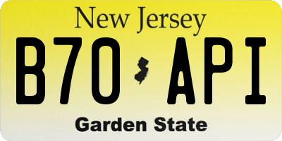 NJ license plate B70API