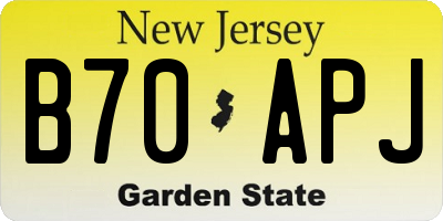 NJ license plate B70APJ