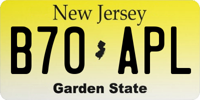 NJ license plate B70APL