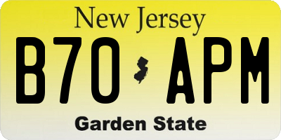 NJ license plate B70APM