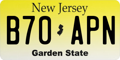 NJ license plate B70APN