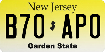 NJ license plate B70APO