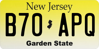 NJ license plate B70APQ