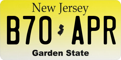 NJ license plate B70APR