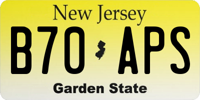 NJ license plate B70APS