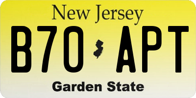 NJ license plate B70APT