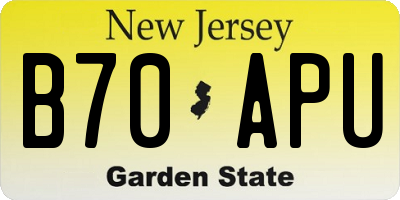 NJ license plate B70APU