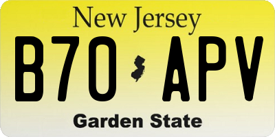 NJ license plate B70APV