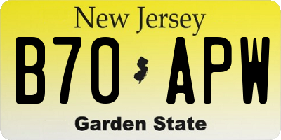 NJ license plate B70APW