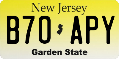 NJ license plate B70APY