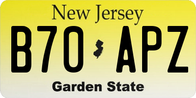 NJ license plate B70APZ