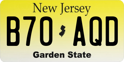 NJ license plate B70AQD