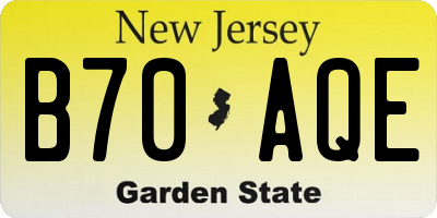 NJ license plate B70AQE