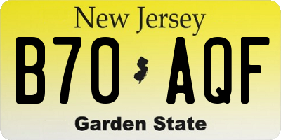 NJ license plate B70AQF