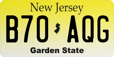 NJ license plate B70AQG