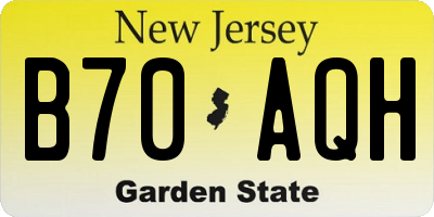 NJ license plate B70AQH