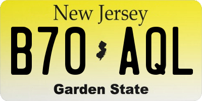 NJ license plate B70AQL